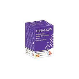 GIMACLAV TAB 500/125 MG CAJA C10 (AMOXICILINA/ACIDO CLAVULANICO)