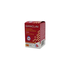GIMACLAV 12H TAB 875/125 MG CAJA C10 (AMOXICILINA/ACIDO CLAVULANICO)
